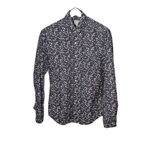 J.Crew Shirt Men S Navy Floral Slim Untucked Organic Cotton Stretch Secret‎ Wash